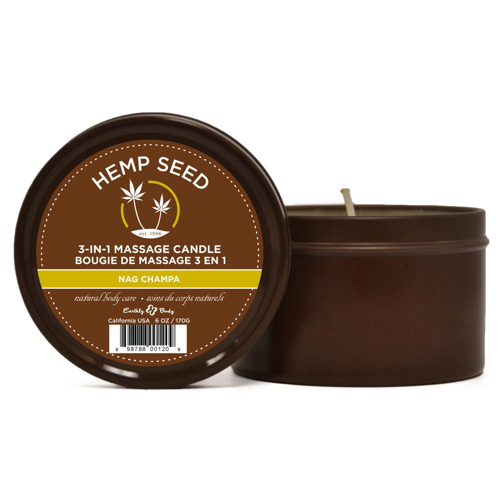 Hemp Seed 3 - In - 1 Massage Candle - Nag Champa (East Indian Incense) - CANDLES