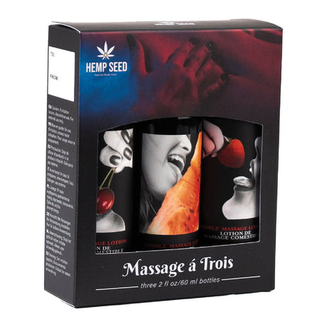 Hemp Seed Edible Massage A Trois - 3 Bottle Set - LOTIONS & LUBES