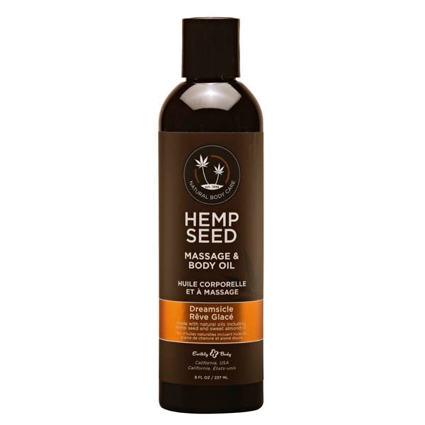 Hemp Seed Massage & Body Oil - Dreamsicle (Tangerine & Plum) Scented - 237 ml Bottle - LOTIONS & LUBES