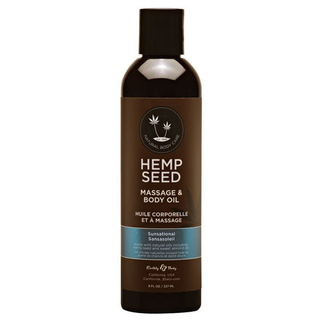 Hemp Seed Massage & Body Oil - Sunsational (Italian Bergamot, Juniper Berries & White Wood) Scented - 237 ml Bottle - LOTIONS & LUBES