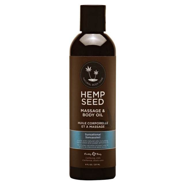 Hemp Seed Massage & Body Oil - Sunsational (Italian Bergamot, Juniper Berries & White Wood) Scented - 237 ml Bottle - LOTIONS & LUBES