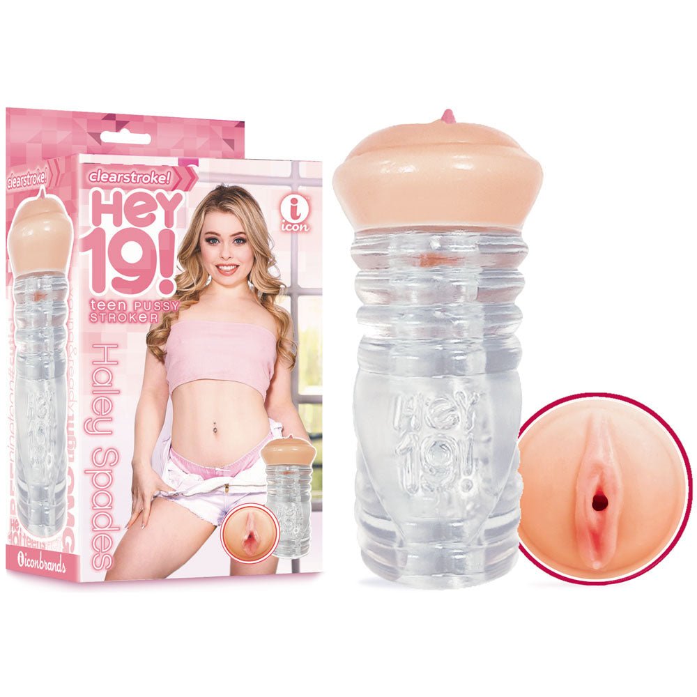 Hey 19! Haley Spades - Flesh/Clear Teen Vagina Stroker - MASTURBATORS