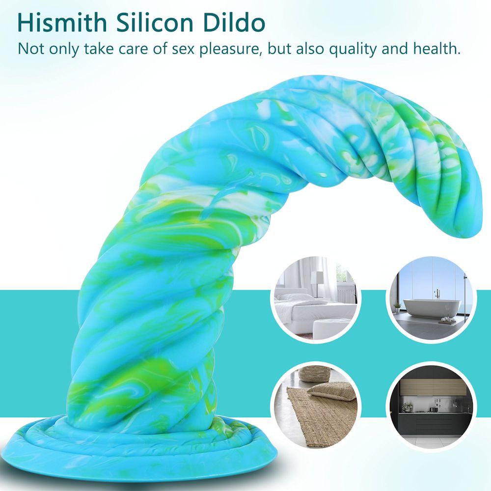 Hismith 10.12in Awl Shape Mixed Colors Silicone Dildo with Suction Cup - Sex Toys
