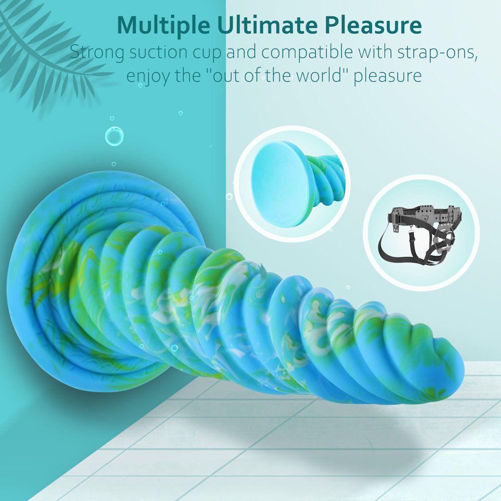 Hismith 10.12in Awl Shape Mixed Colors Silicone Dildo with Suction Cup - Sex Toys
