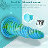Hismith 10.12in Awl Shape Mixed Colors Silicone Dildo with Suction Cup - Sex Toys