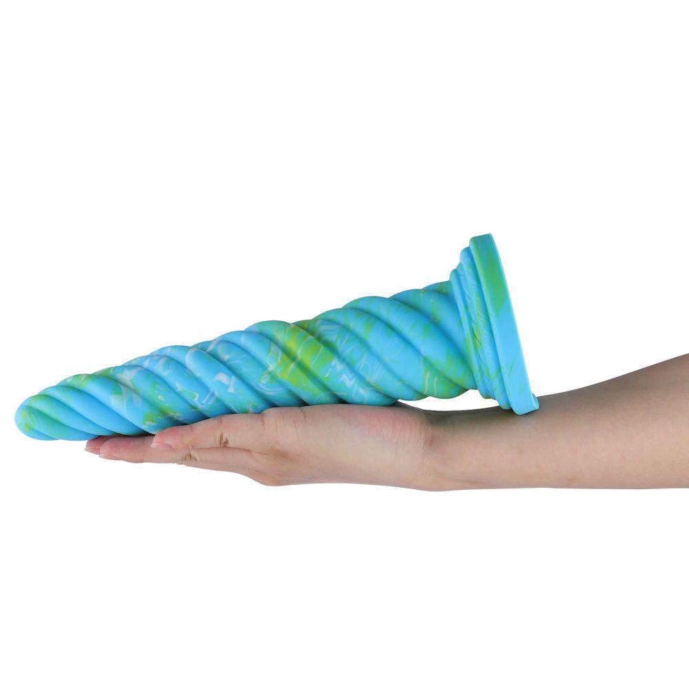 Hismith 10.12in Awl Shape Mixed Colors Silicone Dildo with Suction Cup - Sex Toys