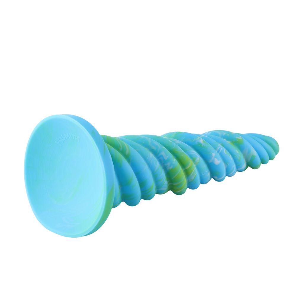 Hismith 10.12in Awl Shape Mixed Colors Silicone Dildo with Suction Cup - Sex Toys
