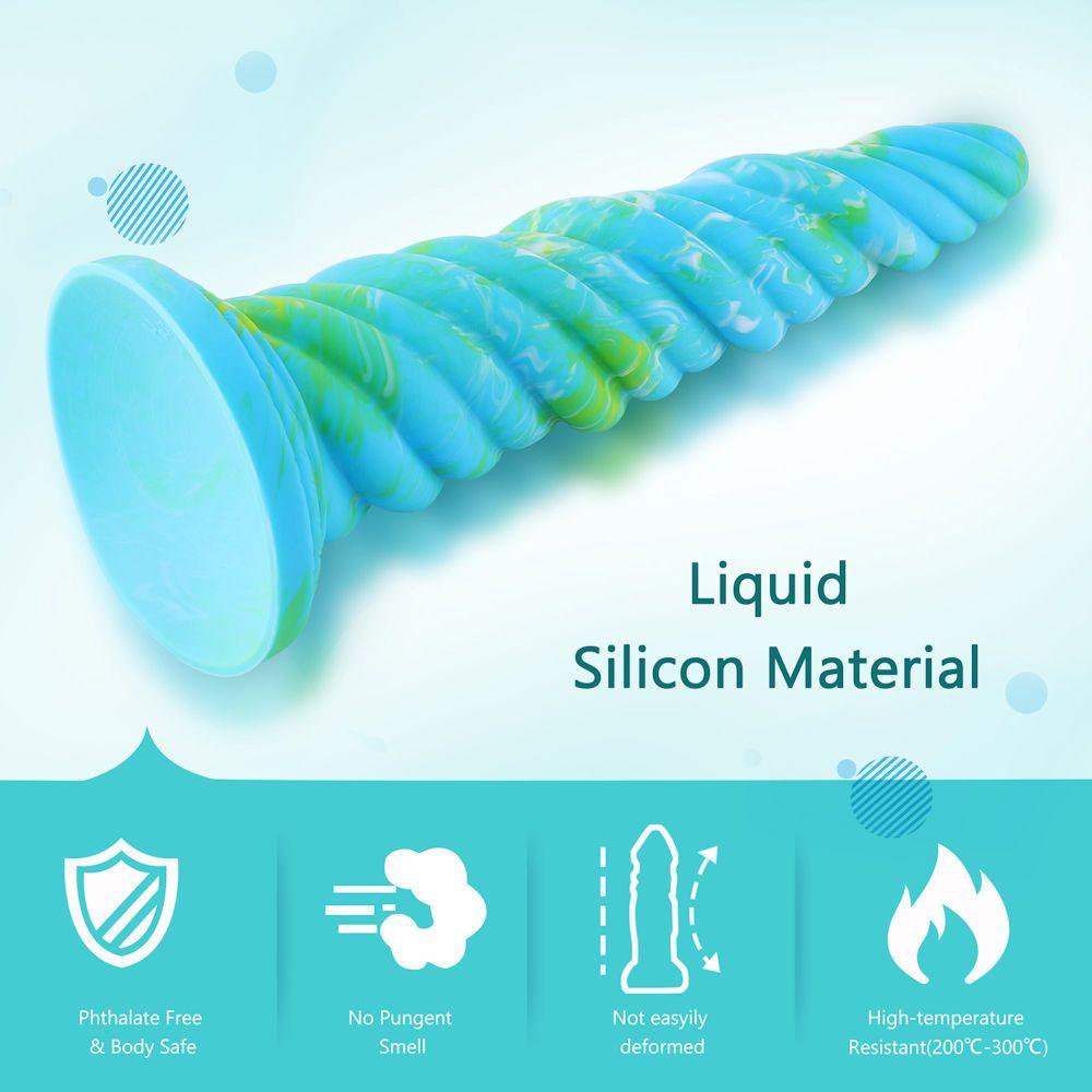 Hismith 10.12in Awl Shape Mixed Colors Silicone Dildo with Suction Cup - Sex Toys