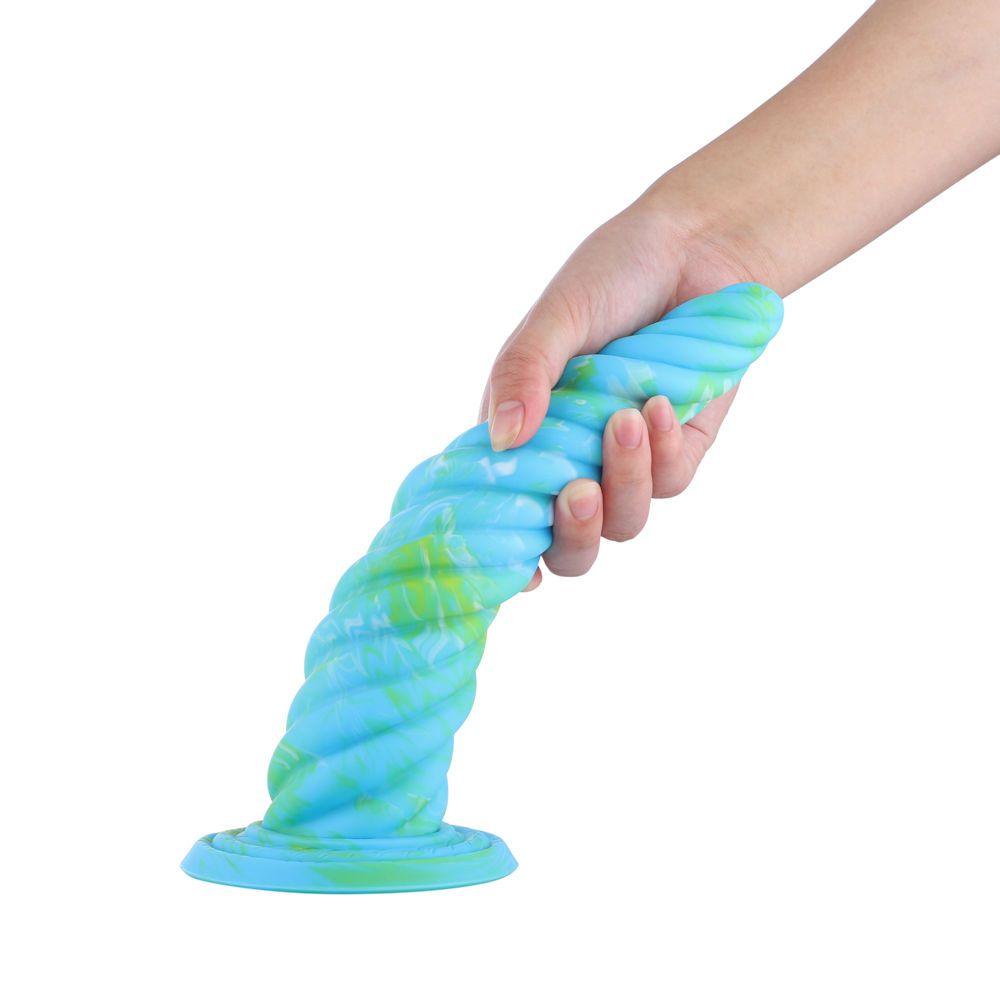 Hismith 10.12in Awl Shape Mixed Colors Silicone Dildo with Suction Cup - Sex Toys