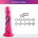 Hismith 10in Monster Series Vibrating Pink Swirl Awl Silicone - Naughty by Nature Adult Store