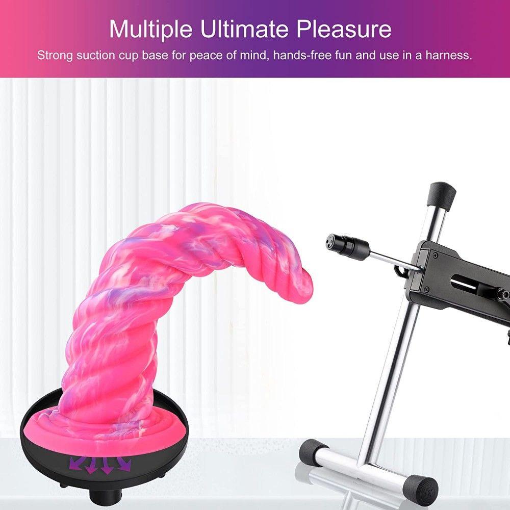 Hismith 10in Monster Series Vibrating Pink Swirl Awl Silicone - Naughty by Nature Adult Store