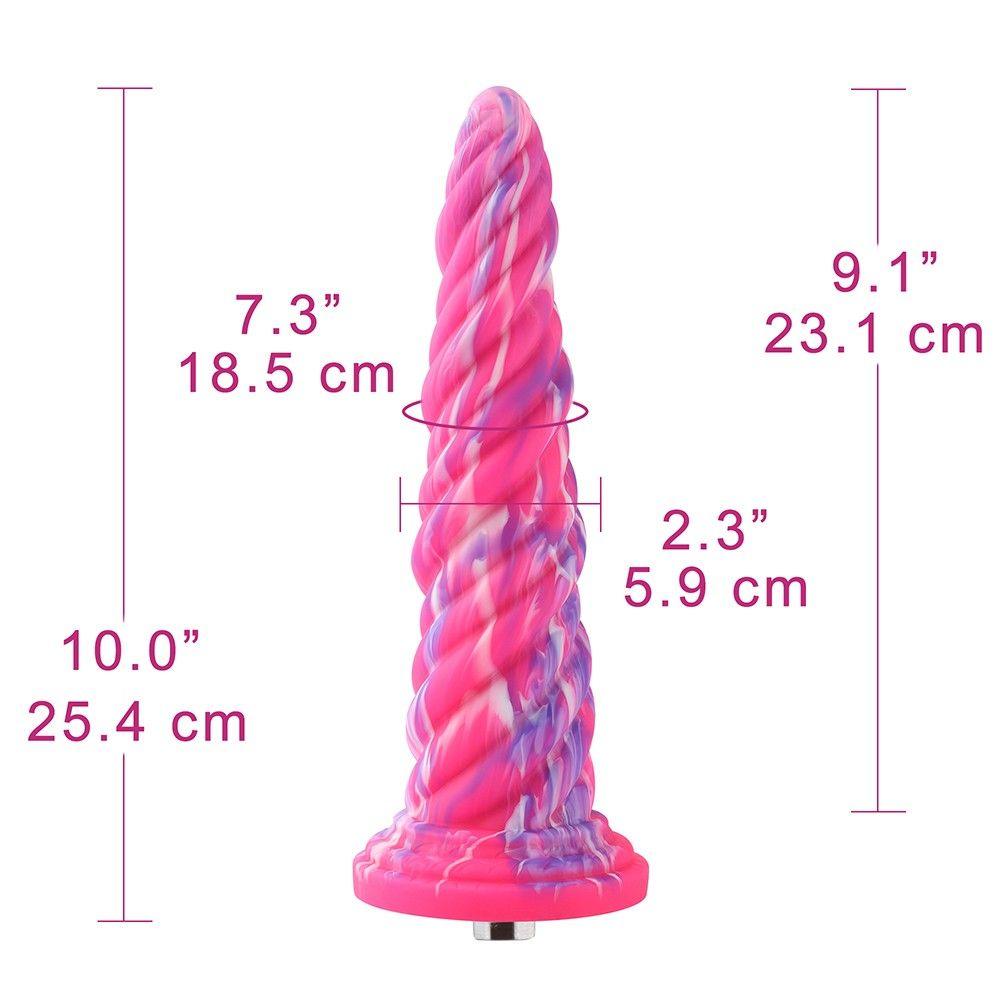 Hismith 10in Monster Series Vibrating Pink Swirl Awl Silicone - Naughty by Nature Adult Store