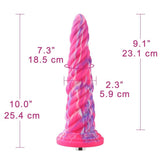 Hismith 10in Monster Series Vibrating Pink Swirl Awl Silicone - Naughty by Nature Adult Store