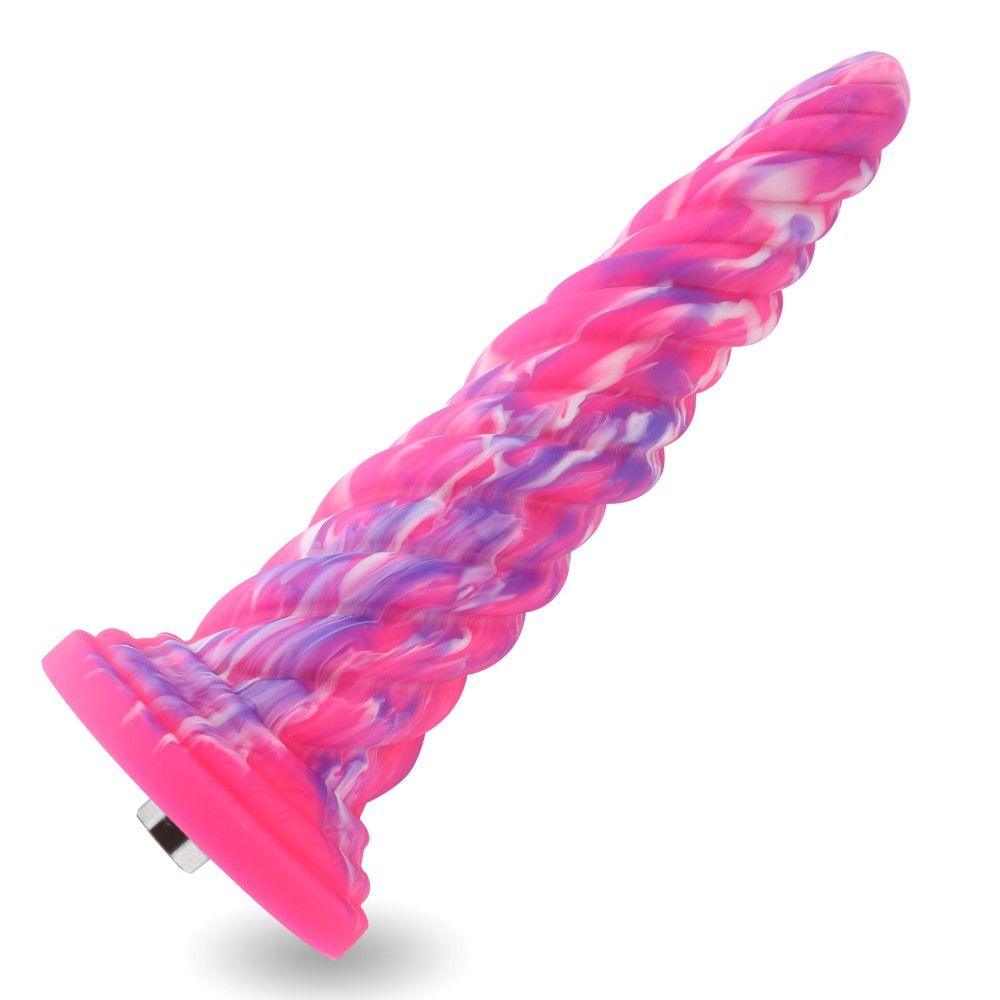 Hismith 10in Monster Series Vibrating Pink Swirl Awl Silicone - Naughty by Nature Adult Store