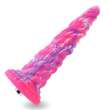 Hismith 10in Monster Series Vibrating Pink Swirl Awl Silicone - Naughty by Nature Adult Store