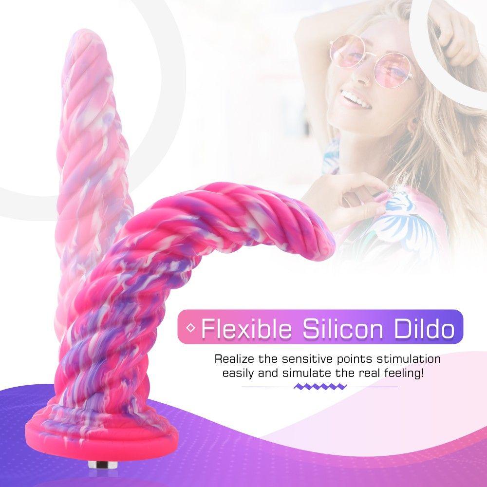 Hismith 10in Monster Series Vibrating Pink Swirl Awl Silicone - Naughty by Nature Adult Store