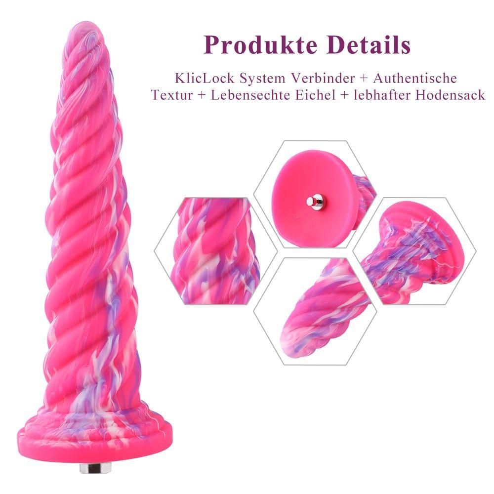 Hismith 10in Monster Series Vibrating Pink Swirl Awl Silicone - Naughty by Nature Adult Store