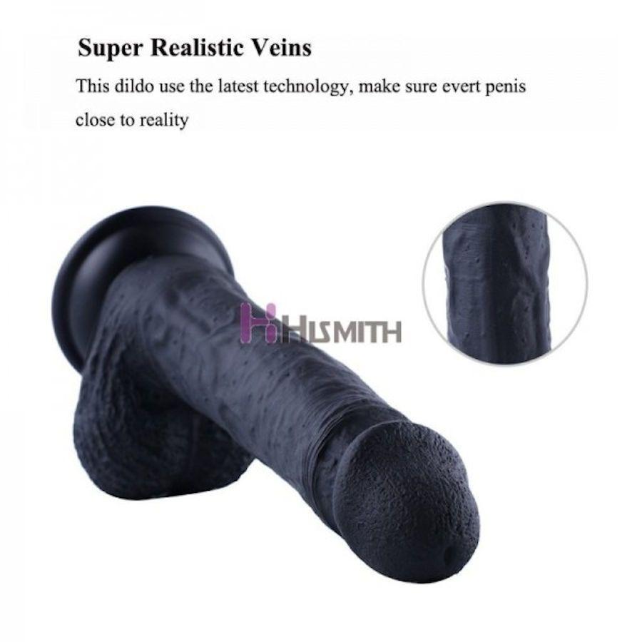 HiSmith - 8.3" Silicone Black Dildo (KlicLok) - Sex Toys