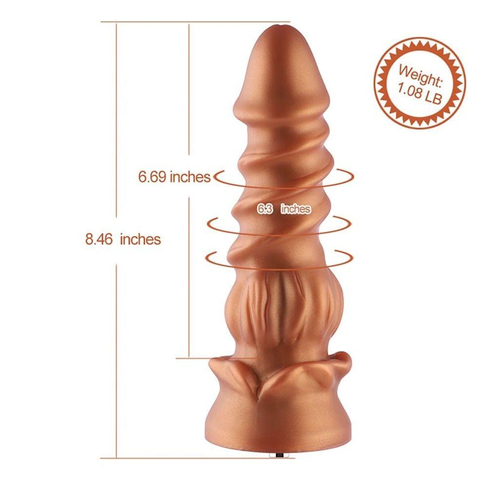 HiSmith - 8.5" Silicone Golden Monster Dildo (KlicLok) - Sex Toys