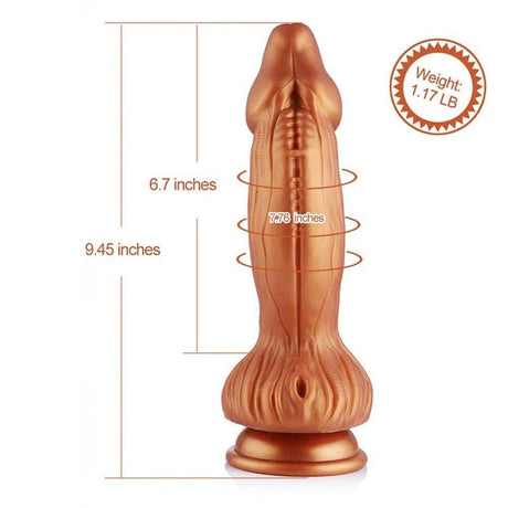 HiSmith - 9.45" Silicone Gold Monster Dildo (KlicLok) - Sex Toys