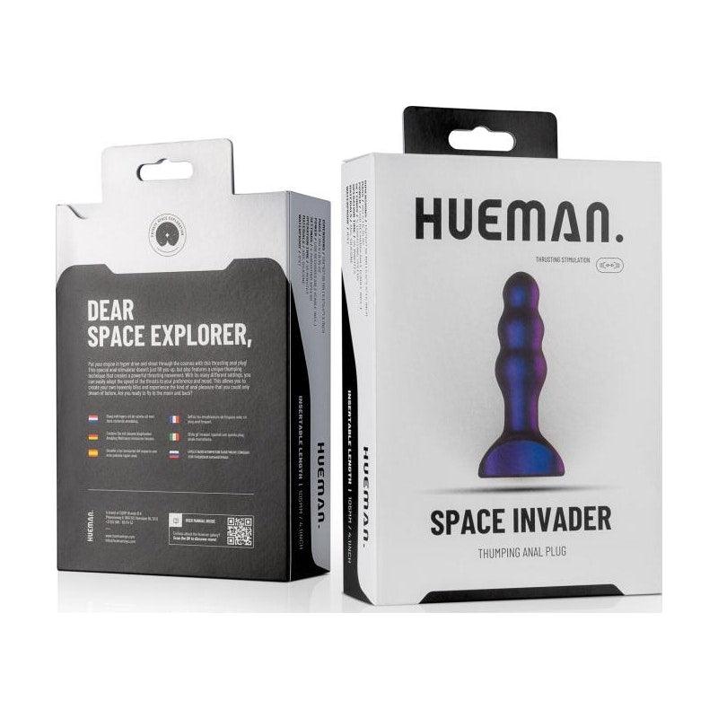 Hueman Space Invader Vibrating Anal Plug – Ribbed Silicone Butt Plug - Adult Toys