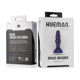 Hueman Space Invader Vibrating Anal Plug – Ribbed Silicone Butt Plug - Adult Toys