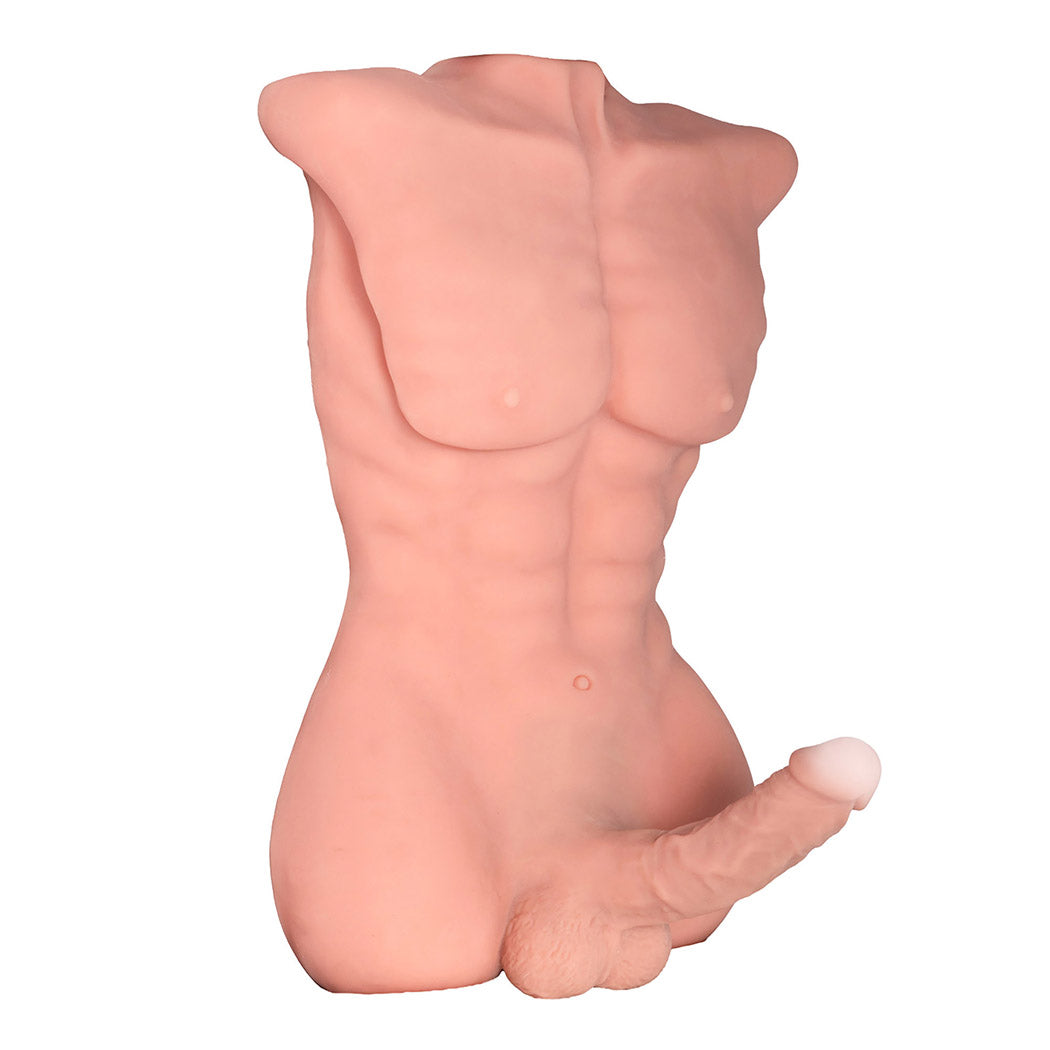 Male Sex Doll Torso With 8 Inch Dildo Muscular Abs Realistic TPE