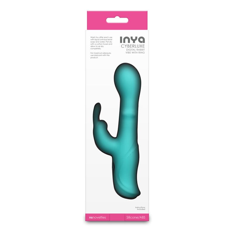 INYA Cyberluxe - Aqua 18 cm Rabbit Vibrator with Sliding Ring Shaft - VIBRATORS