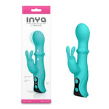 INYA Cyberluxe - Aqua 18 cm Rabbit Vibrator with Sliding Ring Shaft - VIBRATORS