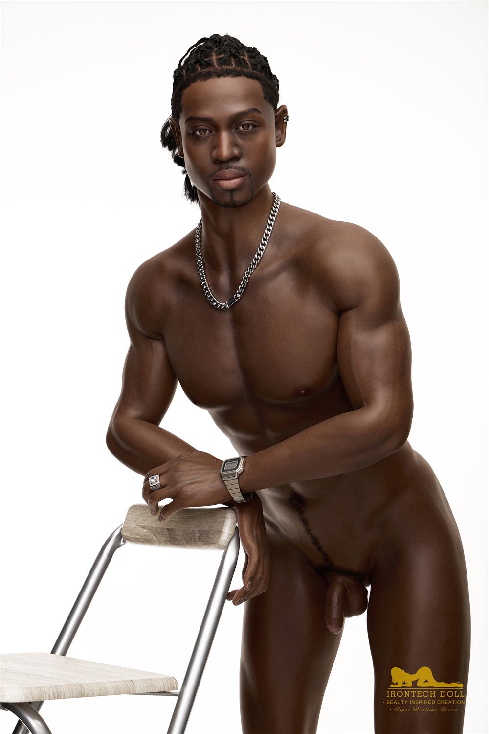 Irontech James 176cm Silicone Sex Doll Black Skin Brown Eyes M8 - Sex Doll