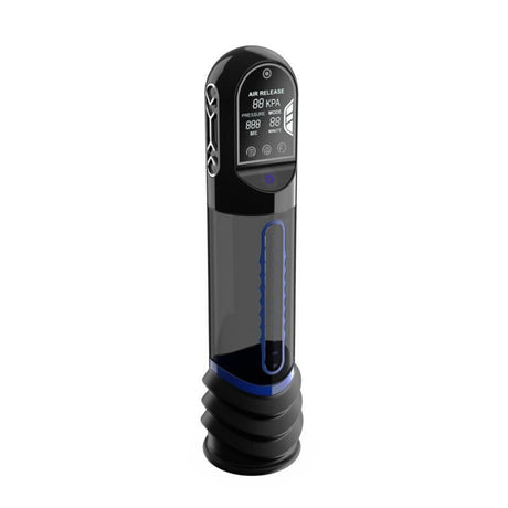 ISP90 Curve Infrared Automatic LCD Penis Pump Blue - Adult Toys