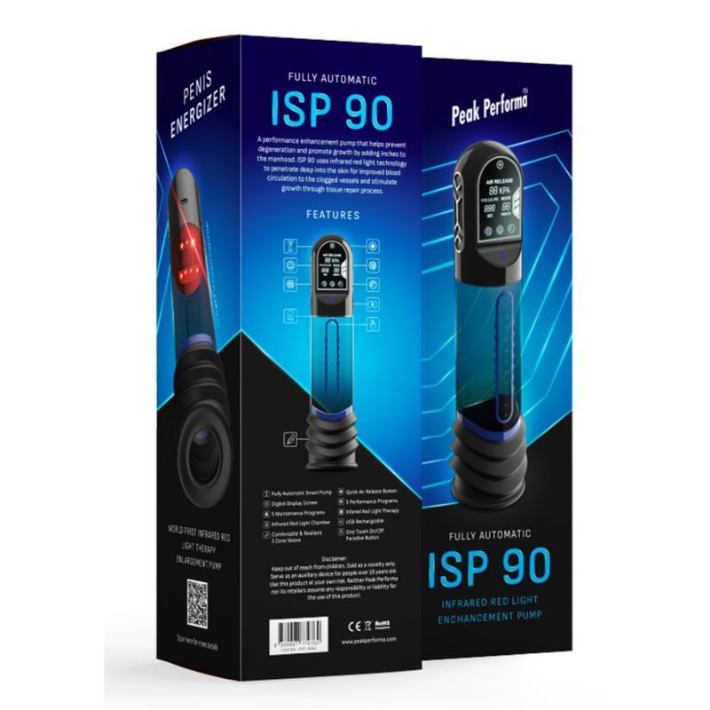 ISP90 Curve Infrared Automatic LCD Penis Pump Blue - Adult Toys