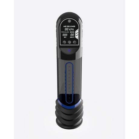 ISP90 Curve Infrared Automatic LCD Penis Pump Blue - Adult Toys