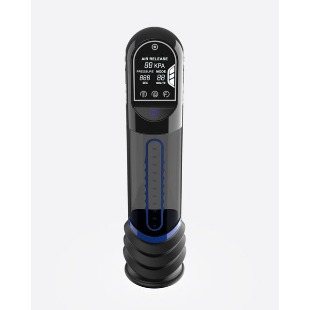 ISP90 Curve Infrared Automatic LCD Penis Pump Blue - Adult Toys