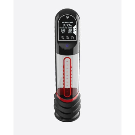 ISP90 Curve Infrared Automatic LCD Penis Pump Red - Adult Toys