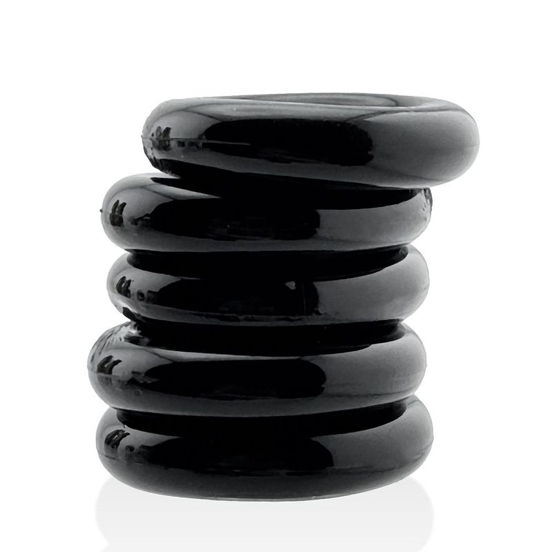Jacker Stack 5 Pc Strong Cock Ring Black - Adult Toys
