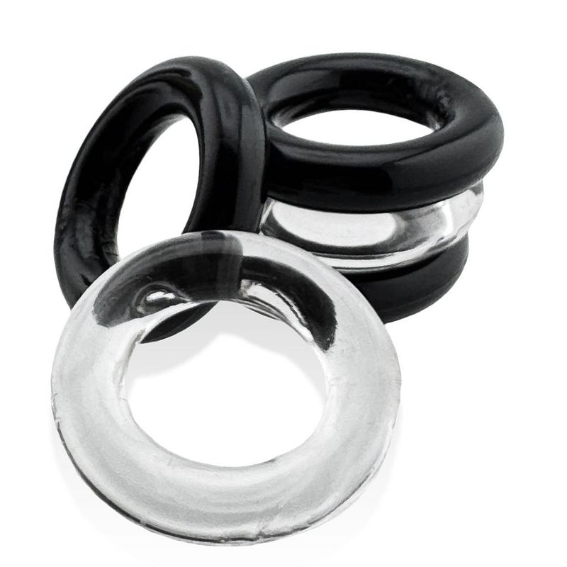 Jacker Stack 5 Pc Strong Cock Ring Clear Black - Adult Toys