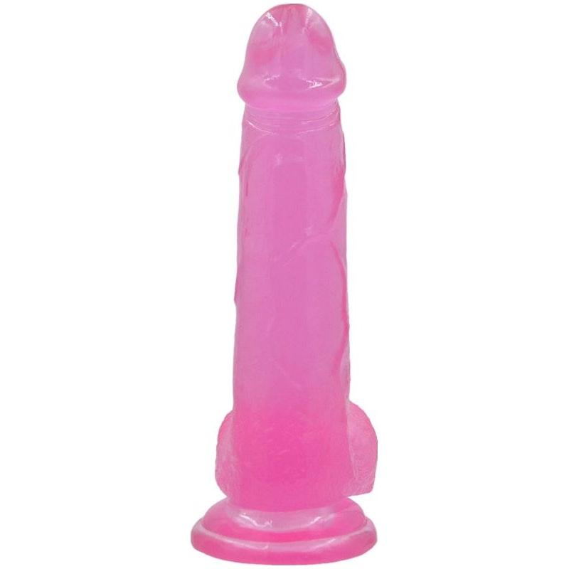Jelly Studs 8in Crystal Dildo Large Pink - Adult Toys