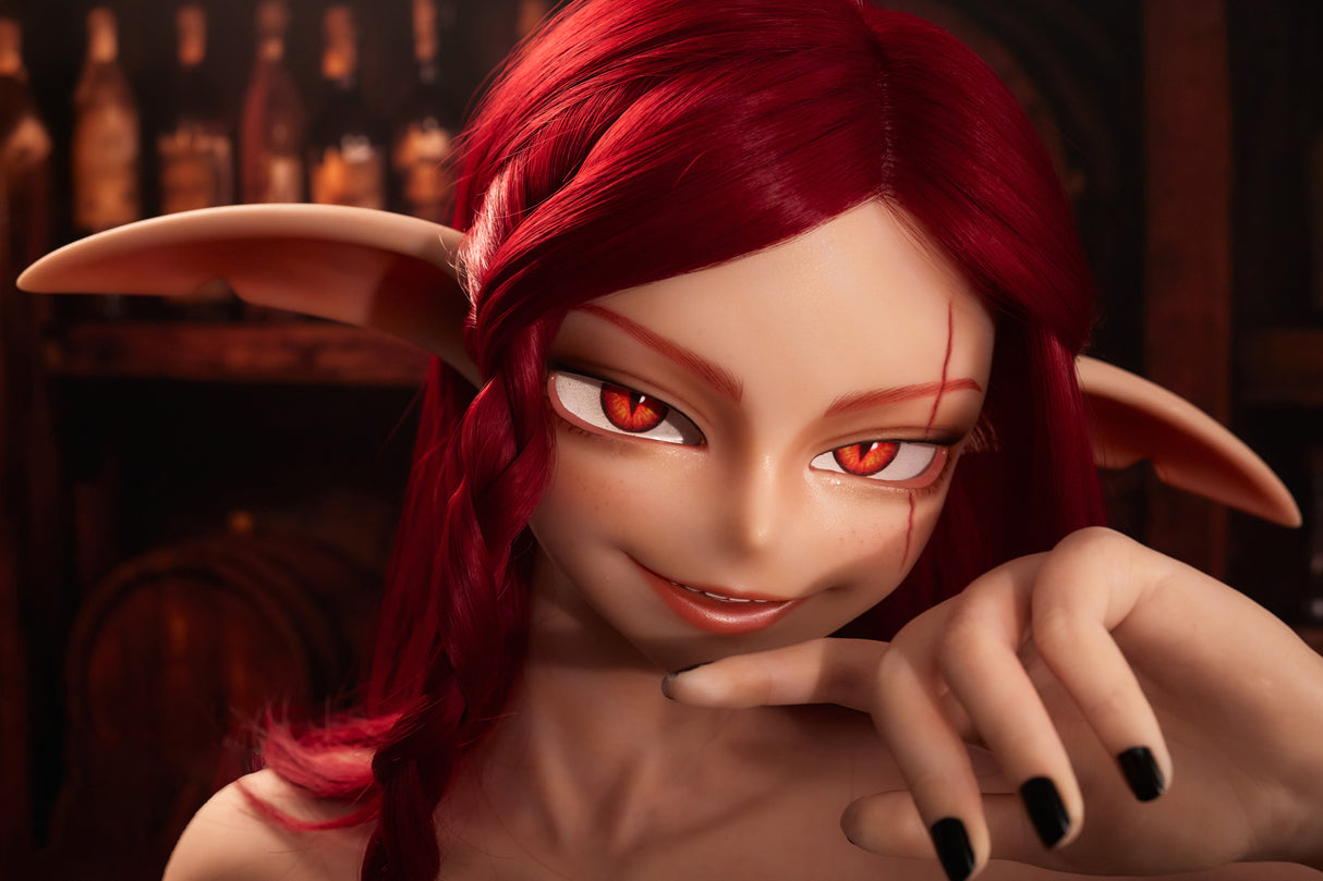 Ultra Lightweight Goblin Sex Doll Bina 156cm Dark Red Hair