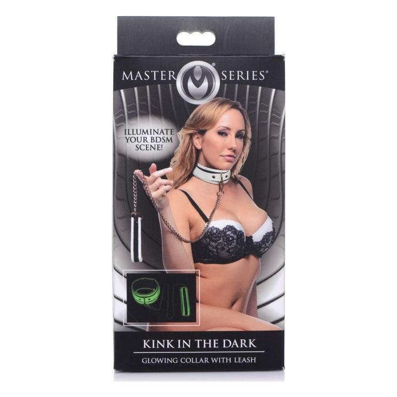 Kink in the Dark Glowing Collar and Lead Fluro Green - Adult Toys