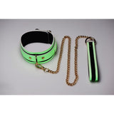 Kink in the Dark Glowing Collar and Lead Fluro Green - Adult Toys