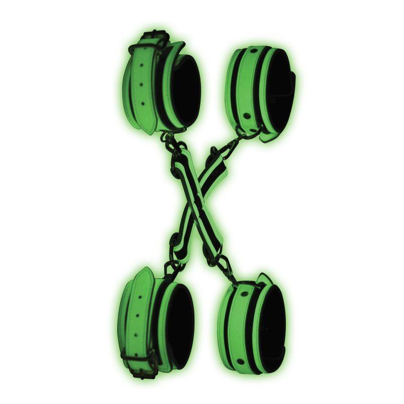 Kink In the Dark Glowing Hog Tie Set Fluro Green - Adult Toys