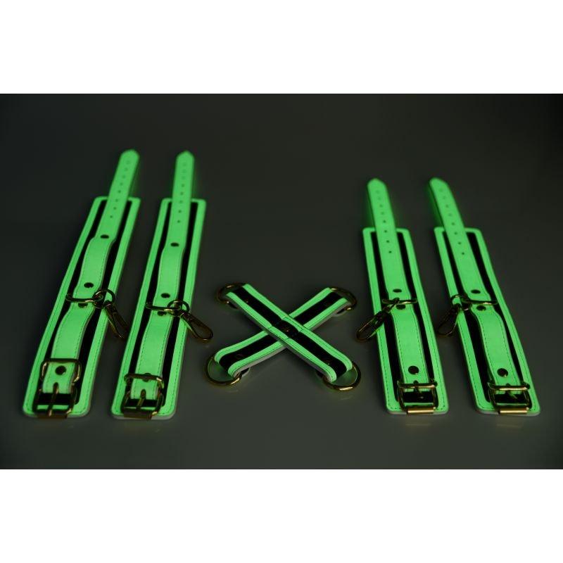 Kink In the Dark Glowing Hog Tie Set Fluro Green - Naughty by Nature Adult Store