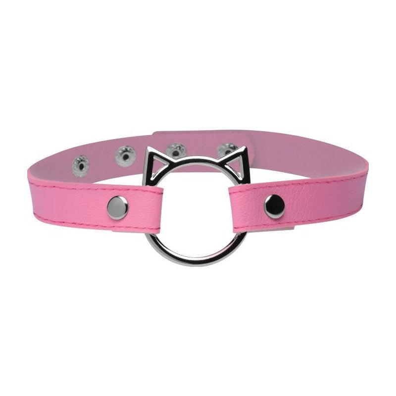 Kinky Kitty Ring Slim Choker Pink - Adult Toys