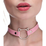 Kinky Kitty Ring Slim Choker Pink - Adult Toys