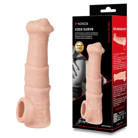 Kokos Cock Sleeve 011 Flesh Realistic Penis Extender Sleeve Medium Size - SLEEVES