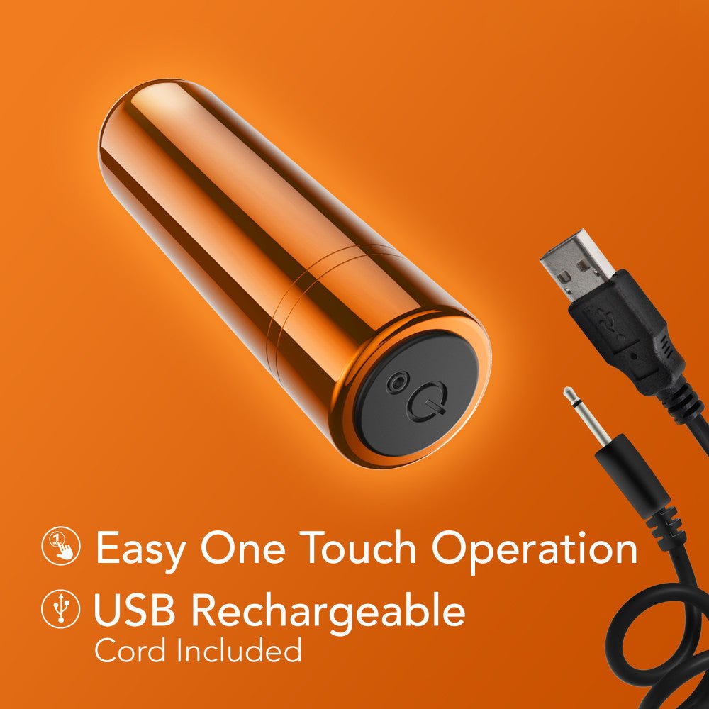 Kool Vibes - Rechargeable Mini Bullet - Tangerine - Orange 6.4 cm USB Rechargeable Bullet - BULLETS & EGGS