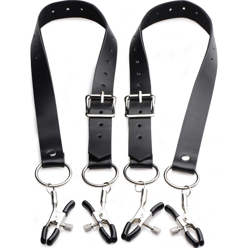 Labia Spreader Straps with Clamps - Adult Toys
