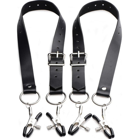 Labia Spreader Straps with Clamps - Adult Toys
