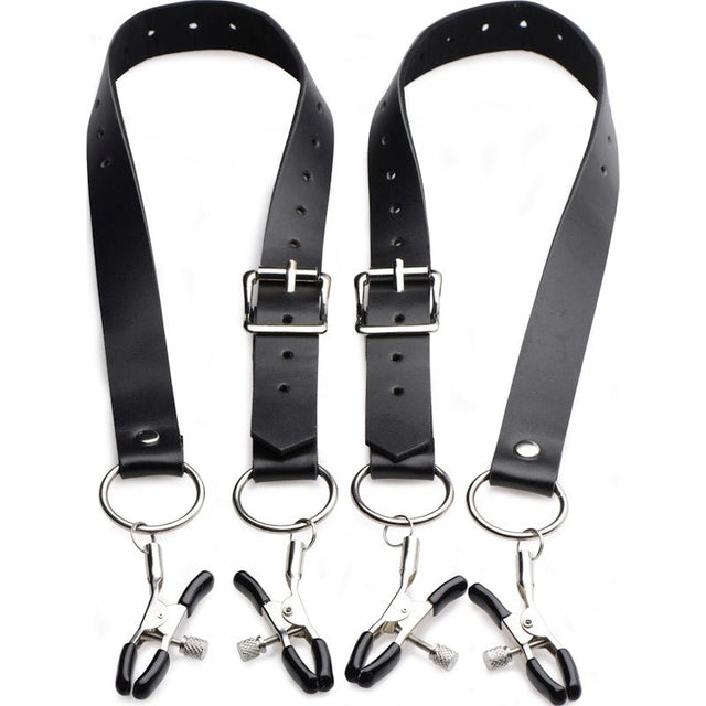 Labia Spreader Straps with Clamps - Adult Toys